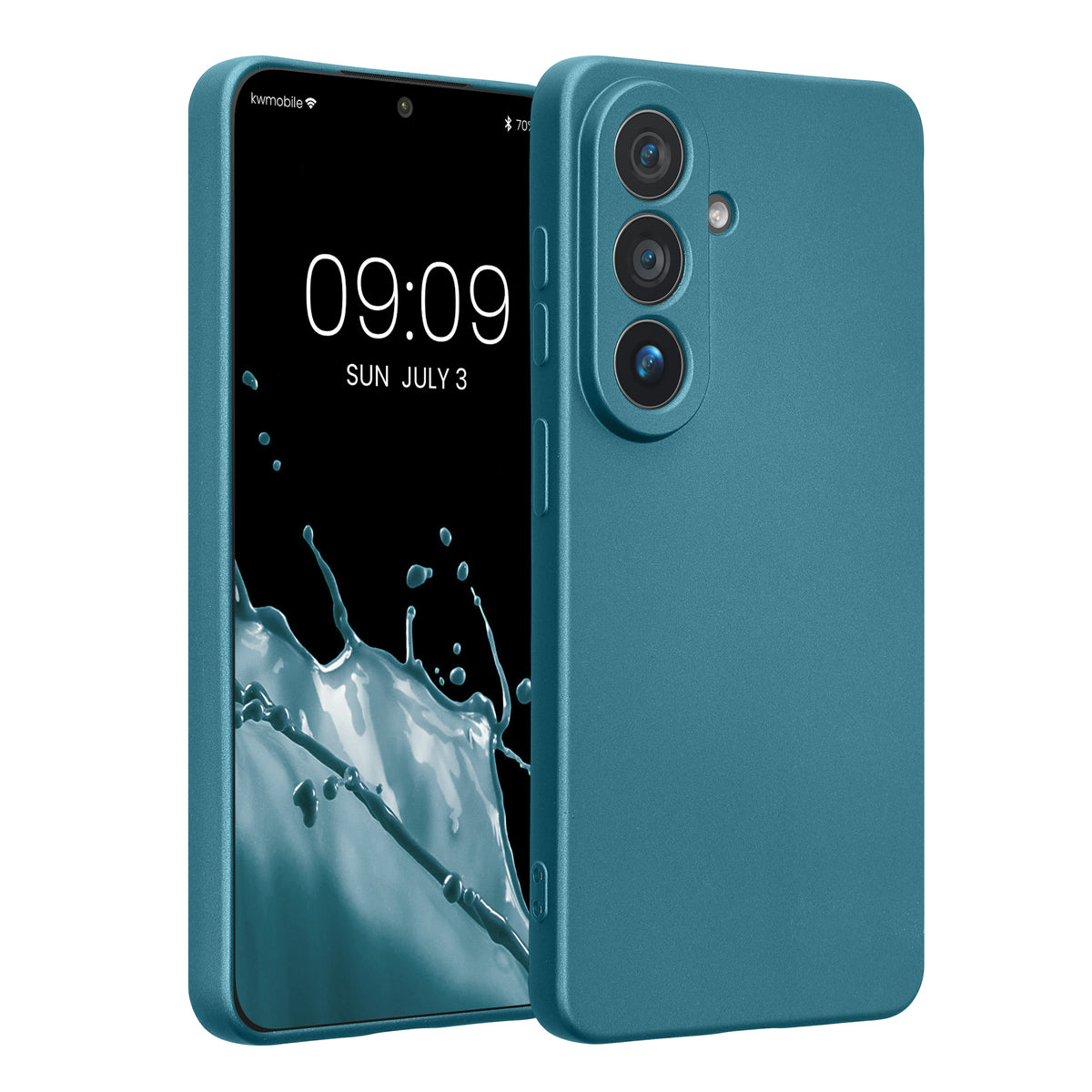 kwmobile Handyhülle für Samsung Galaxy S26 Hülle - weiche Silikon Case metallisch schimmernd - Schutzhülle Cover - Metallic Karibikblau Metallic Karibikblau