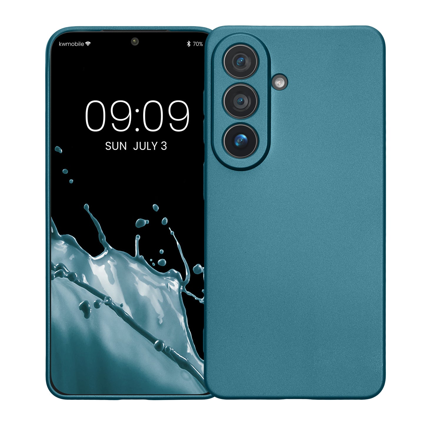 kwmobile Handyhülle für Samsung Galaxy S26 Hülle - weiche Silikon Case metallisch schimmernd - Schutzhülle Cover - Metallic Karibikblau Metallic Karibikblau