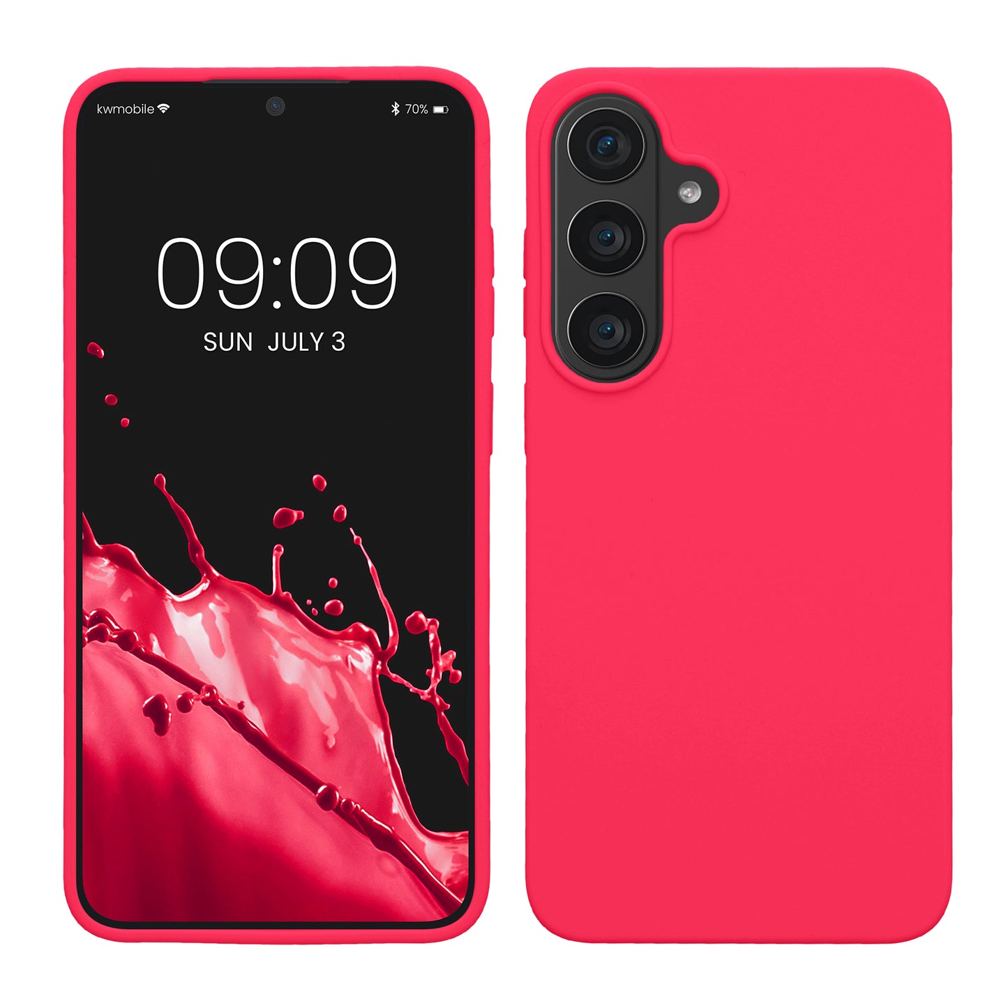 kwmobile Handyhülle für Samsung Galaxy S26 FE Hülle - Case Silikon - Kabelloses Laden - Schutzhülle Cover in Neon Pink Neon Pink
