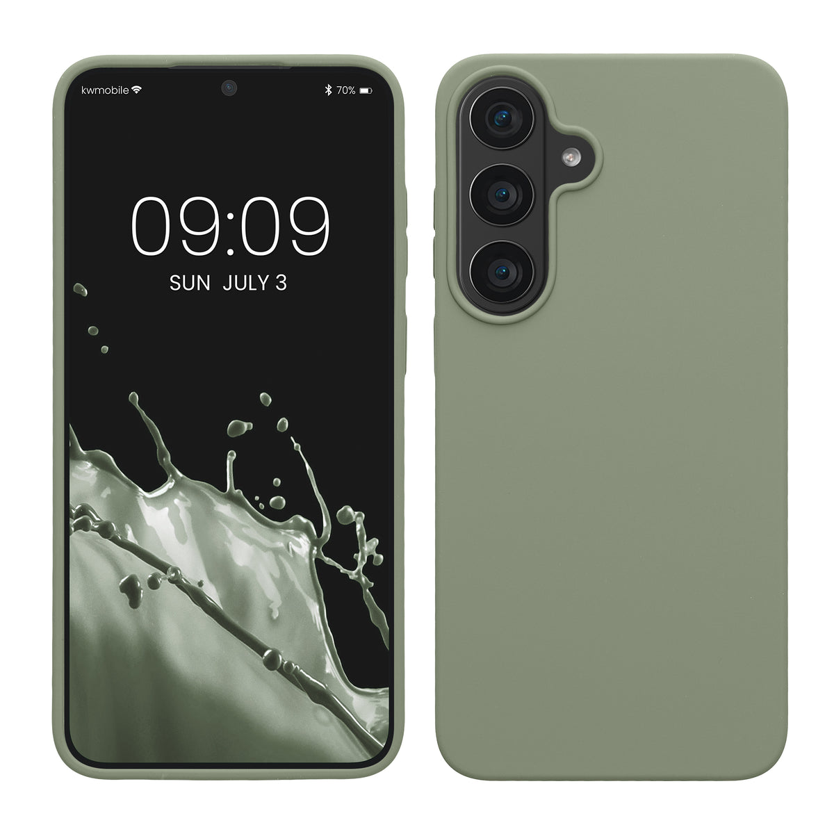 kwmobile Handyhülle für Samsung Galaxy S26 FE Hülle - Case Silikon - Kabelloses Laden - Schutzhülle Cover in Graugrün Graugrün