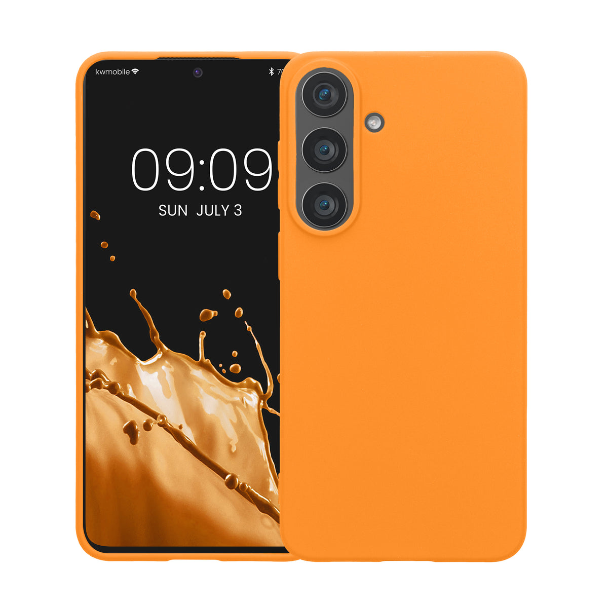 kwmobile Hülle für Samsung Galaxy S26 FE TPU Case - Handyhülle unterstützt kabelloses Laden, flexible Schutzhülle, gummiertes Cover in Fruity Orange Fruity Orange