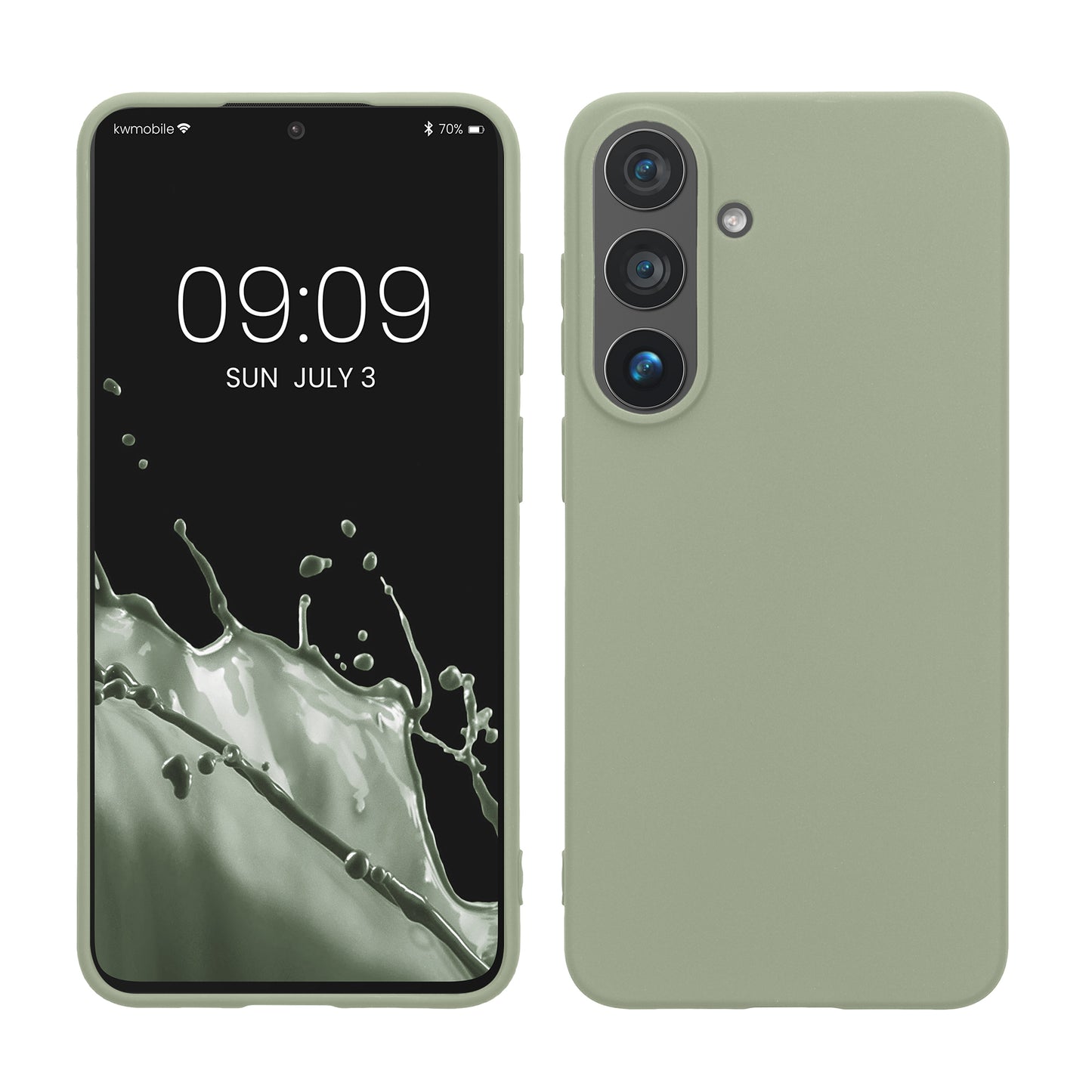 kwmobile Hülle für Samsung Galaxy S26 FE TPU Case - Handyhülle unterstützt kabelloses Laden, flexible Schutzhülle, gummiertes Cover in Graugrün Graugrün