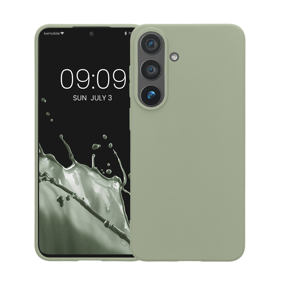 kwmobile Hülle für Samsung Galaxy S26 FE TPU Case - Handyhülle unterstützt kabelloses Laden, flexible Schutzhülle, gummiertes Cover in Graugrün Graugrün