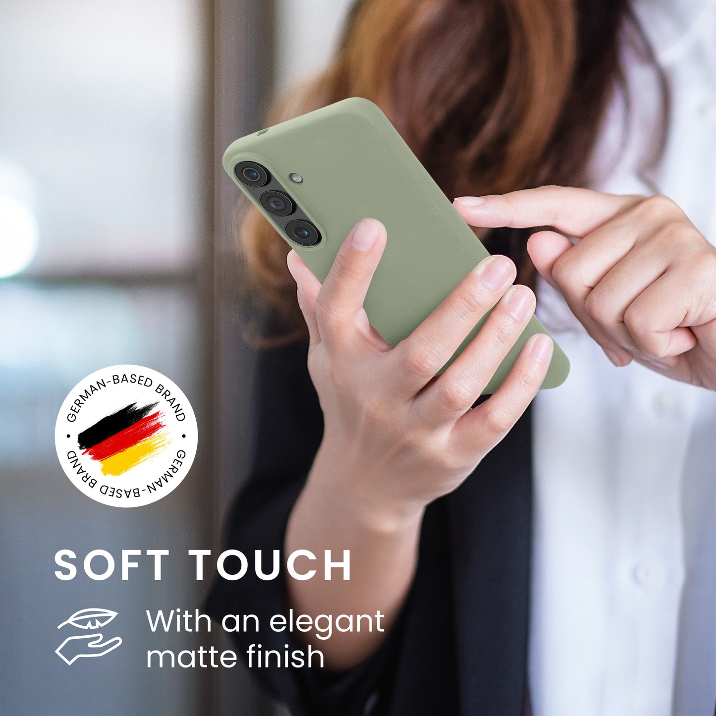kwmobile Hülle für Samsung Galaxy S26 FE TPU Case - Handyhülle unterstützt kabelloses Laden, flexible Schutzhülle, gummiertes Cover in Graugrün Graugrün
