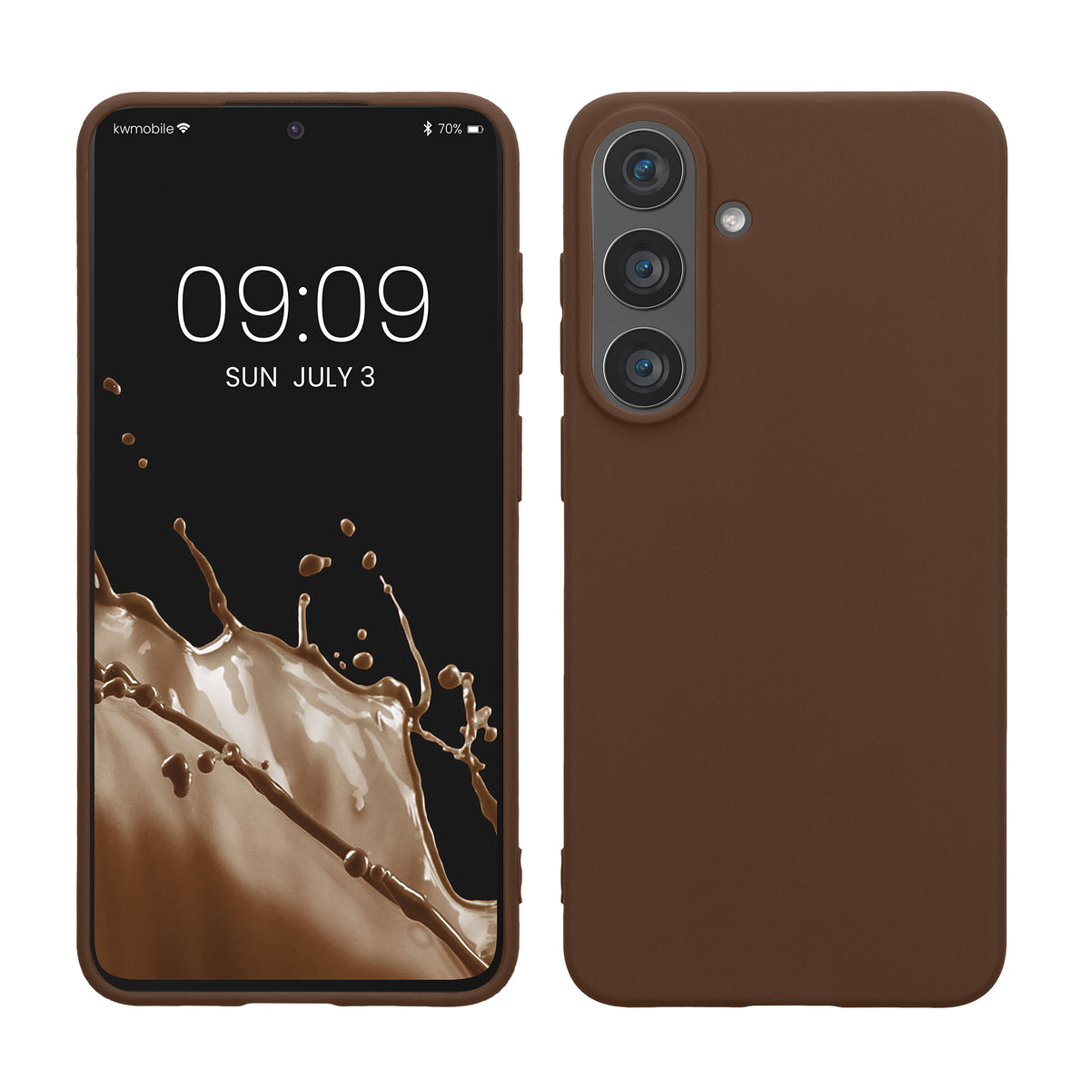 kwmobile Hülle für Samsung Galaxy S26 FE TPU Case - Handyhülle unterstützt kabelloses Laden, flexible Schutzhülle, gummiertes Cover in Chocolate Chocolate