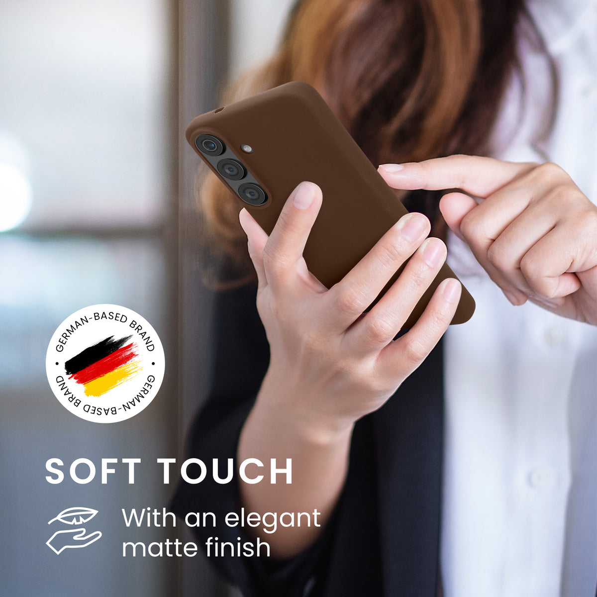 kwmobile Hülle für Samsung Galaxy S26 FE TPU Case - Handyhülle unterstützt kabelloses Laden, flexible Schutzhülle, gummiertes Cover in Chocolate Chocolate