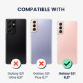 kwmobile Handyhülle mit 2x Displayschutzfolien kompatibel mit Samsung Galaxy S21 Hülle - Screen Protector aus gehärtetem Glas - kabelloses Laden - Schwarz Schwarz