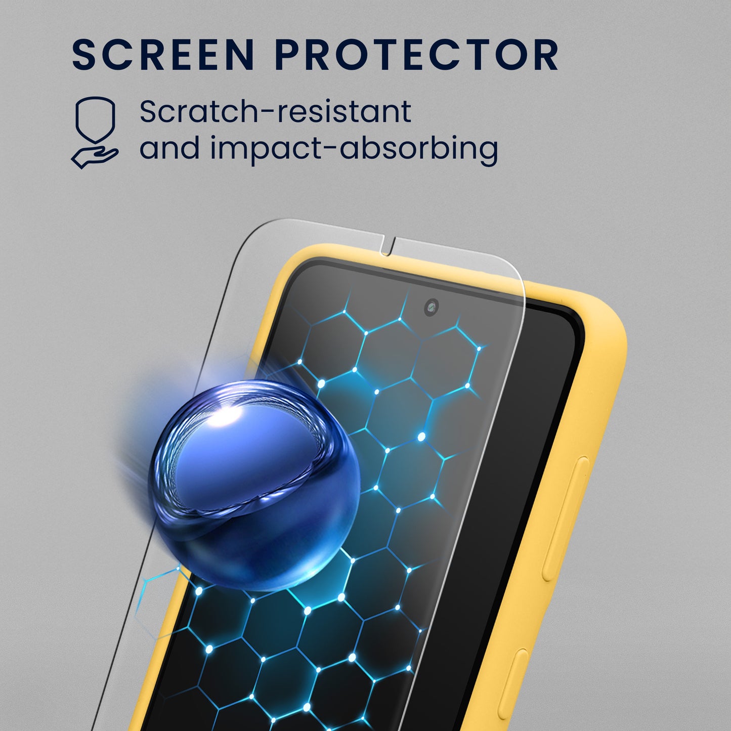 kwmobile Handyhülle mit 2x Displayschutzfolien kompatibel mit Samsung Galaxy S21 Hülle - Screen Protector aus gehärtetem Glas - kabelloses Laden - Strahlend Gelb Strahlend Gelb