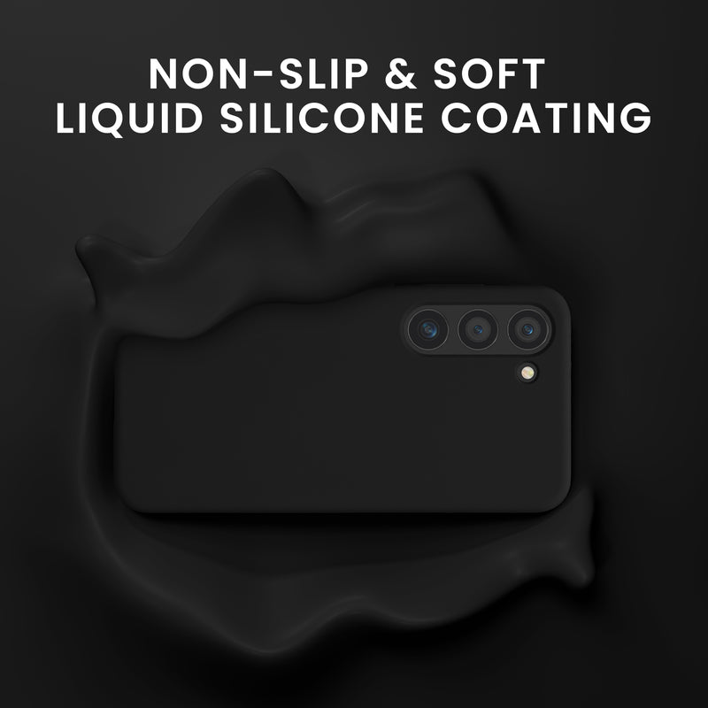 kwmobile Handyhülle mit 2x Displayschutzfolien kompatibel mit Samsung Galaxy S23 Hülle - Screen Protector aus gehärtetem Glas - kabelloses Laden - Schwarz Schwarz