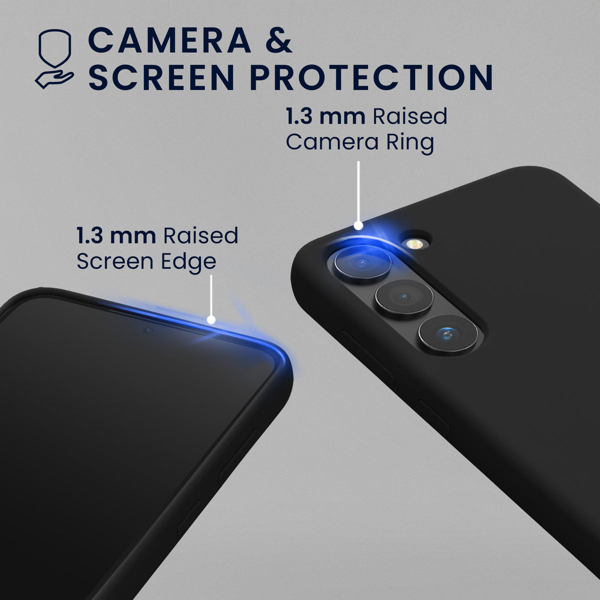 kwmobile Handyhülle mit 2x Displayschutzfolien kompatibel mit Samsung Galaxy S23 Hülle - Screen Protector aus gehärtetem Glas - kabelloses Laden - Schwarz Schwarz