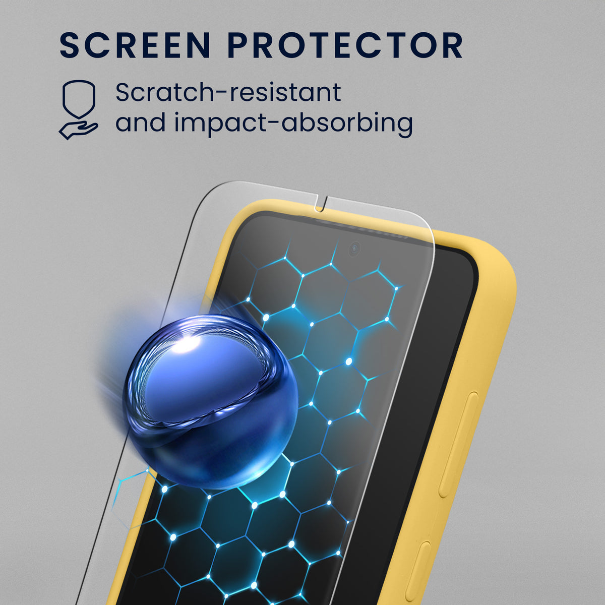 kwmobile Handyhülle mit 2x Displayschutzfolien kompatibel mit Samsung Galaxy S23 Hülle - Screen Protector aus gehärtetem Glas - kabelloses Laden - Strahlend Gelb Strahlend Gelb