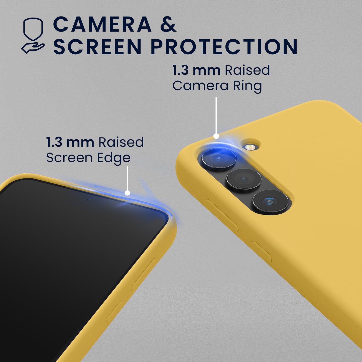 kwmobile Handyhülle mit 2x Displayschutzfolien kompatibel mit Samsung Galaxy S23 Hülle - Screen Protector aus gehärtetem Glas - kabelloses Laden - Strahlend Gelb Strahlend Gelb