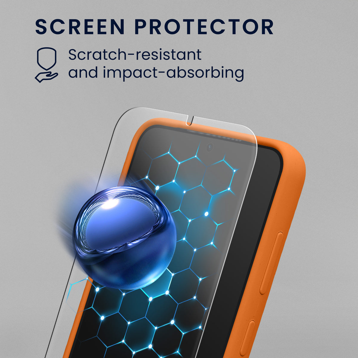 kwmobile Handyhülle mit 2x Displayschutzfolien kompatibel mit Samsung Galaxy S24 Hülle - Screen Protector aus gehärtetem Glas - kabelloses Laden - Fruity Orange Fruity Orange