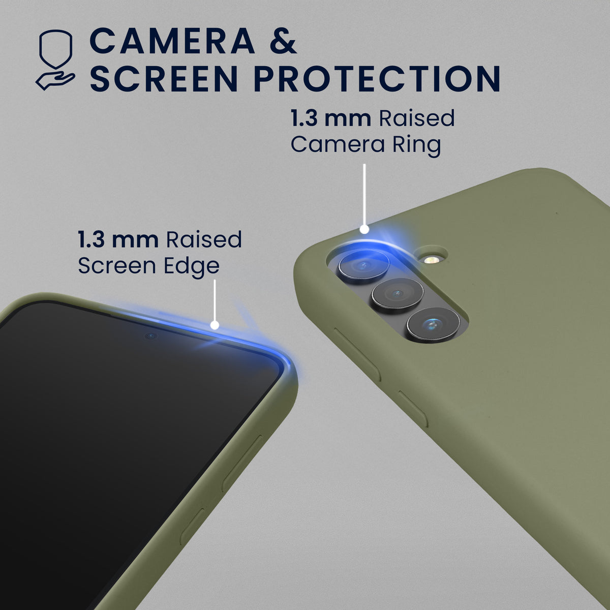 kwmobile Handyhülle mit 2x Displayschutzfolien kompatibel mit Samsung Galaxy S24 Hülle - Screen Protector aus gehärtetem Glas - kabelloses Laden - Graugrün Graugrün
