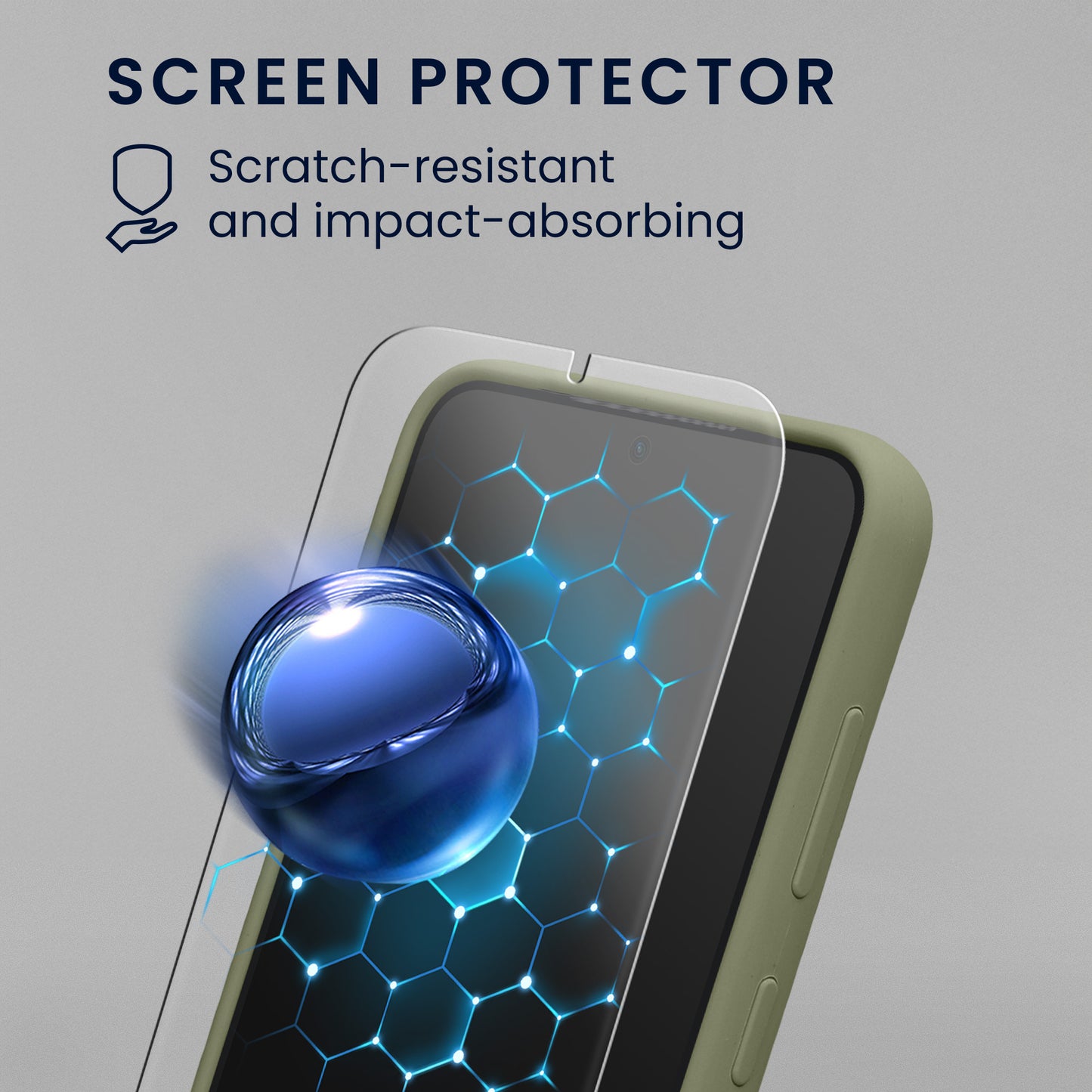 kwmobile Handyhülle mit 2x Displayschutzfolien kompatibel mit Samsung Galaxy S24 Hülle - Screen Protector aus gehärtetem Glas - kabelloses Laden - Graugrün Graugrün