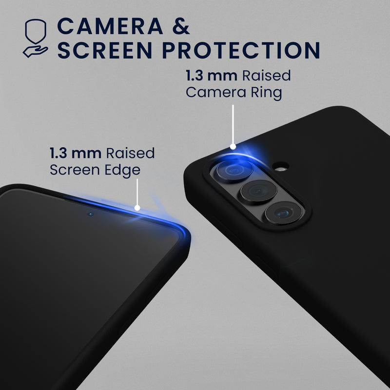 kwmobile Handyhülle mit 2x Displayschutzfolien kompatibel mit Samsung Galaxy S26 Hülle - Screen Protector aus gehärtetem Glas - kabelloses Laden - Schwarz Schwarz