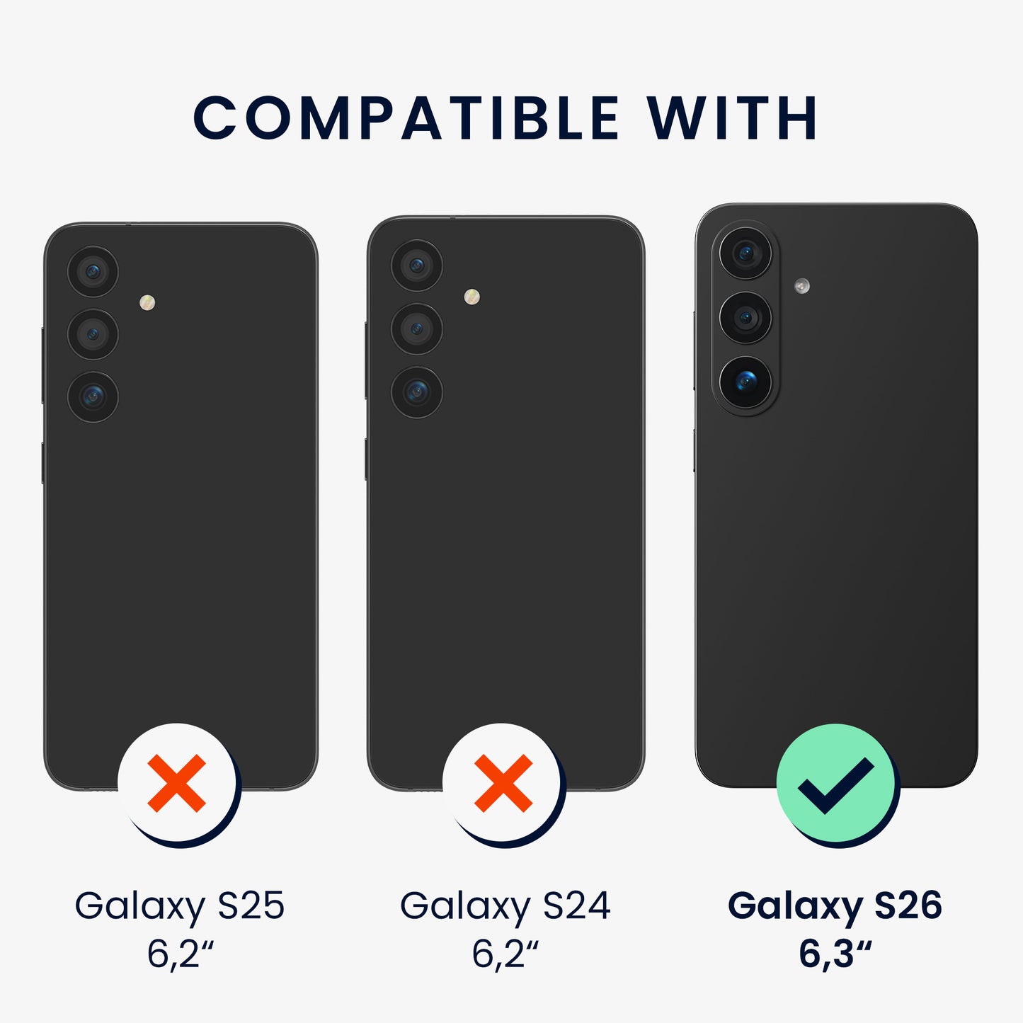 kwmobile Handyhülle mit 2x Displayschutzfolien kompatibel mit Samsung Galaxy S26 Hülle - Screen Protector aus gehärtetem Glas - kabelloses Laden - Graugrün Graugrün