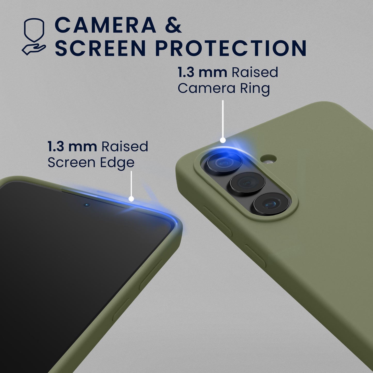 kwmobile Handyhülle mit 2x Displayschutzfolien kompatibel mit Samsung Galaxy S26 Hülle - Screen Protector aus gehärtetem Glas - kabelloses Laden - Graugrün Graugrün