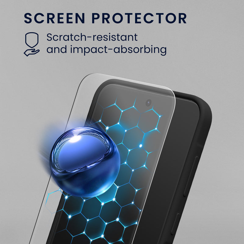 kwmobile Handyhülle mit 2x Displayschutzfolien kompatibel mit Samsung Galaxy A56 5G Hülle - Screen Protector aus gehärtetem Glas - kabelloses Laden - Schwarz Schwarz