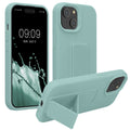 kwmobile Handyhülle für Apple iPhone 15 Hülle - TPU Silikon Case mit Fingerhalter und Stand - Schutzhülle Cover in Mintgrün Mintgrün  