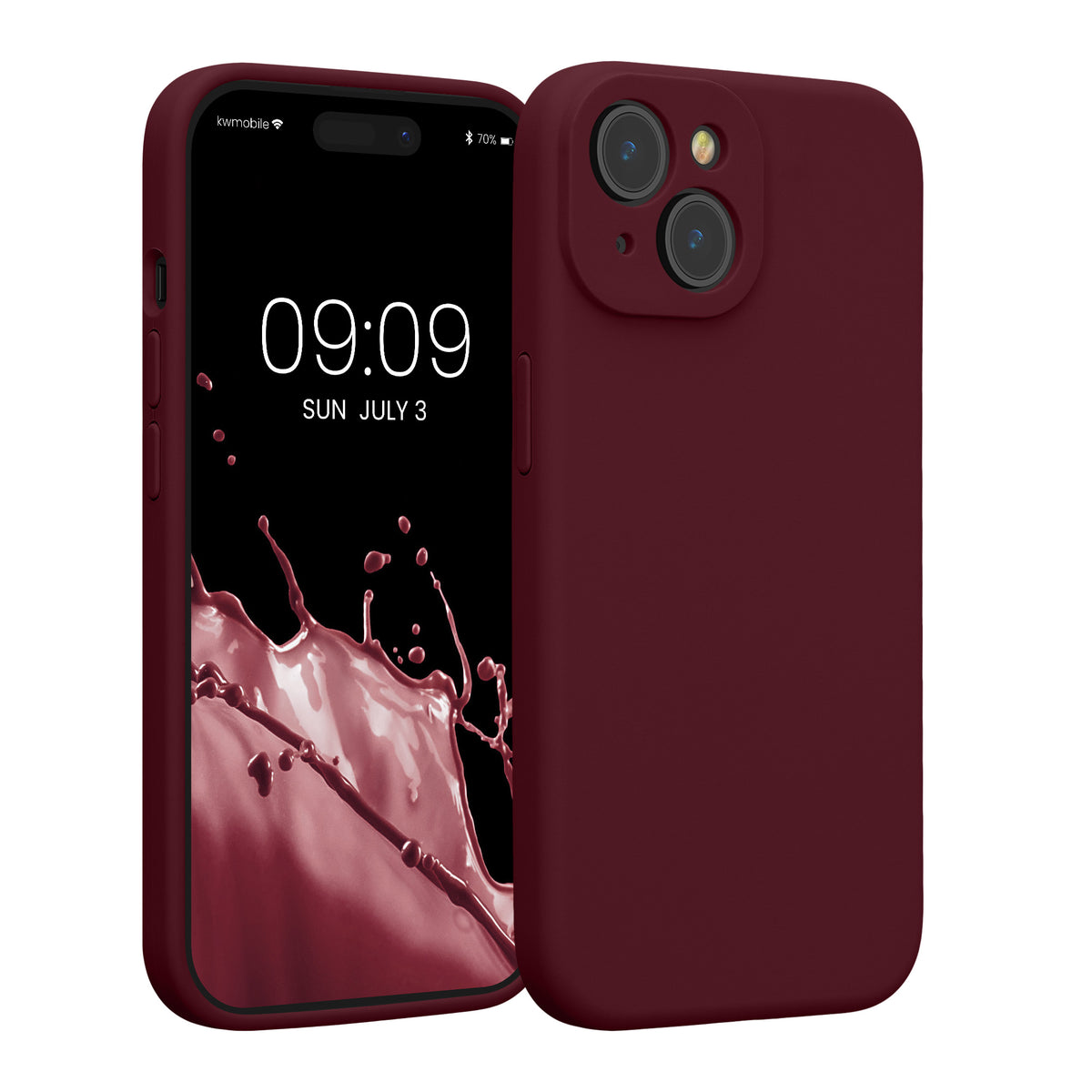 kwmobile Hülle kompatibel mit Apple iPhone 15 - Hülle Silikon gummiert - Handyhülle - Handy Case in Bordeaux Violett Bordeaux Violett