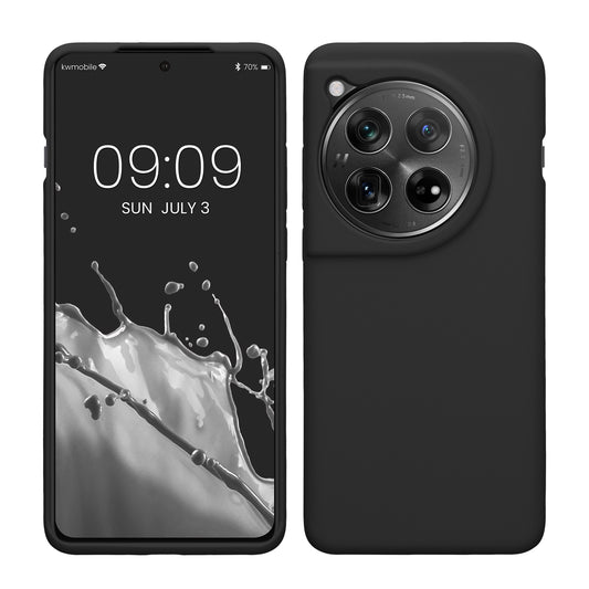 kwmobile Handyhülle für OnePlus 12 Hülle - Case Silikon - Kabelloses Laden - Schutzhülle Cover in Schwarz Schwarz  