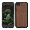 kwmobile Handyhülle für Apple iPhone SE (2022) / SE (2020) / 8 / 7 Hülle Holz - Case mit TPU Bumper - Stoßfestes Hardcase - Schutzhülle Cover in Dunkelbraun Dunkelbraun  