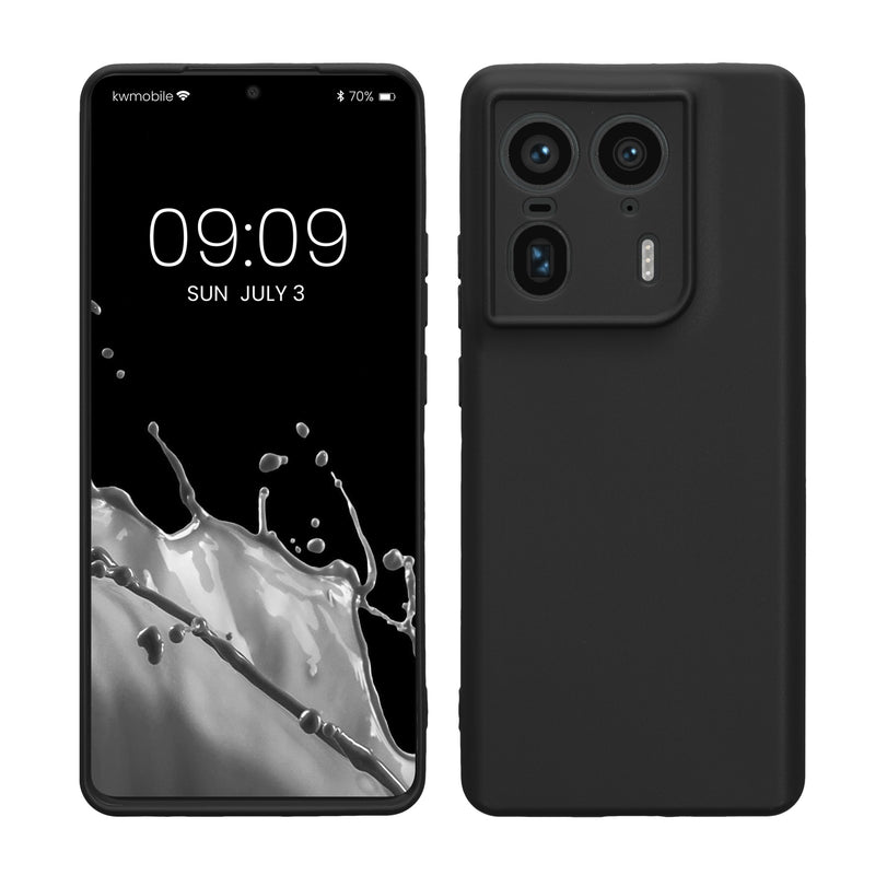 kwmobile Handyhülle für Motorola Edge 50 Ultra Hülle - weiches Handy Silikon Case - Schutzhülle Cover - Schwarz matt Schwarz matt  