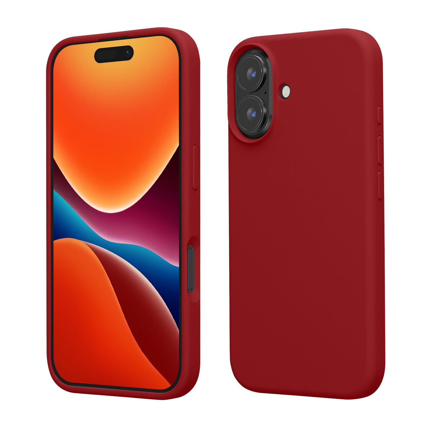 kwmobile Handyhülle für iPhone 16 Hülle, für iPhone 16 Case - Hülle Silikon - kabelloses Laden - Rhabarber Rot Rhabarber Rot  