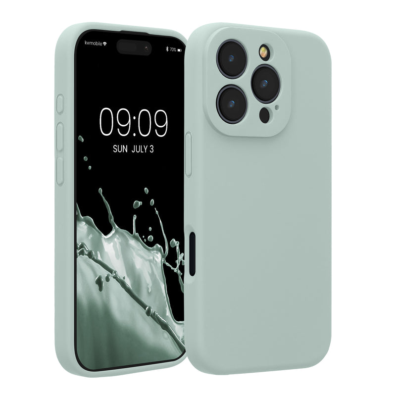 kwmobile Handyhülle für Apple iPhone 16 Pro Hülle - gummierte Handy Silikon Case für iPhone 16 Pro - Schutzhülle Cover - Cool Mint Cool Mint  