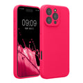 kwmobile Handyhülle für Apple iPhone 16 Pro Max Hülle - gummierte Handy Silikon Case für iPhone 16 Pro Max - Schutzhülle Cover - Neon Pink Neon Pink  