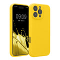 kwmobile Handyhülle für Apple iPhone 16 Pro Max Hülle - gummierte Handy Silikon Case für iPhone 16 Pro Max - Schutzhülle Cover - Strahlend Gelb Strahlend Gelb  