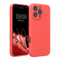 kwmobile Handyhülle für Apple iPhone 16 Pro Max Hülle - gummierte Handy Silikon Case für iPhone 16 Pro Max - Schutzhülle Cover - Neon Koralle Neon Koralle  