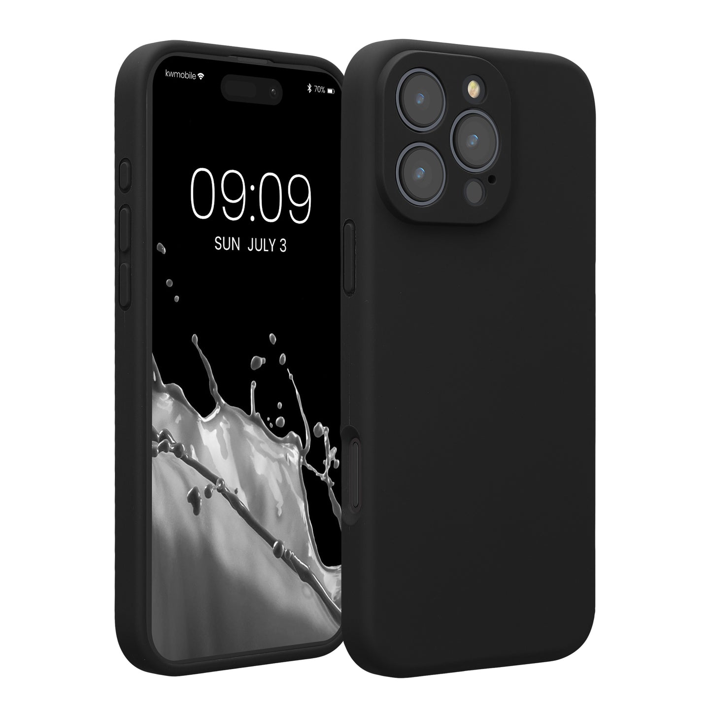 kwmobile Handyhülle für Apple iPhone 16 Pro Max Hülle - gummierte Handy Silikon Case für iPhone 16 Pro Max - Schutzhülle Cover - Schwarz Schwarz  