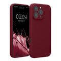 kwmobile Handyhülle für Apple iPhone 16 Pro Max Hülle - gummierte Handy Silikon Case für iPhone 16 Pro Max - Schutzhülle Cover - Rhabarber Rot Rhabarber Rot  