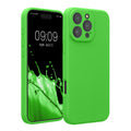 kwmobile Handyhülle für Apple iPhone 16 Pro Max Hülle - gummierte Handy Silikon Case für iPhone 16 Pro Max - Schutzhülle Cover - Limettengrün Limettengrün  