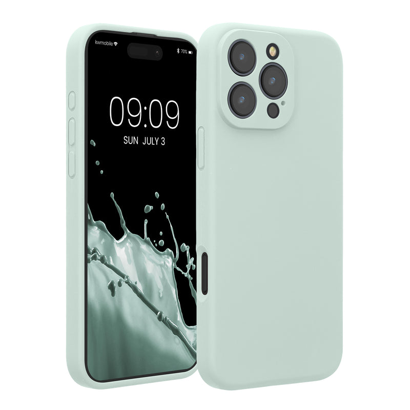 kwmobile Handyhülle für Apple iPhone 16 Pro Max Hülle - gummierte Handy Silikon Case für iPhone 16 Pro Max - Schutzhülle Cover - Cool Mint Cool Mint  