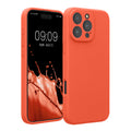 kwmobile Handyhülle für Apple iPhone 16 Pro Max Hülle - gummierte Handy Silikon Case für iPhone 16 Pro Max - Schutzhülle Cover - Leuchtende Koralle Leuchtende Koralle  