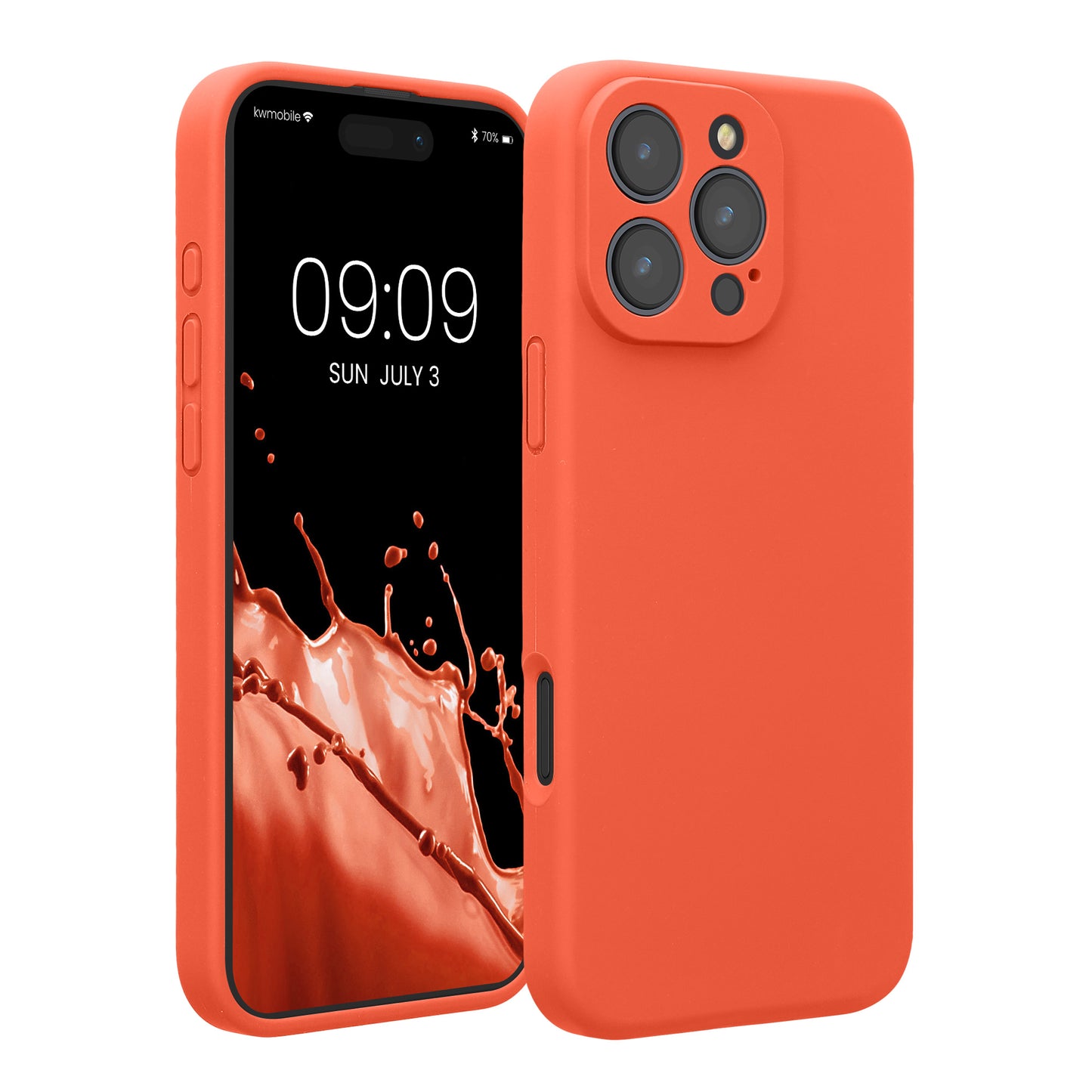 kwmobile Handyhülle für Apple iPhone 16 Pro Max Hülle - gummierte Handy Silikon Case für iPhone 16 Pro Max - Schutzhülle Cover - Leuchtende Koralle Leuchtende Koralle  