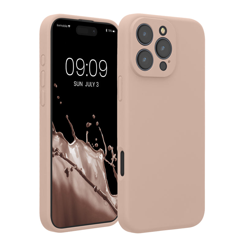 kwmobile Handyhülle für Apple iPhone 16 Pro Max Hülle - gummierte Handy Silikon Case für iPhone 16 Pro Max - Schutzhülle Cover - Altrosa Altrosa  