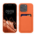 kwmobile Handyhülle für Apple iPhone 16 Pro Hülle mit Kartenfach - TPU Case - Kabelloses Laden - Schutzhülle Cover in Orange Orange  