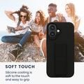 kwmobile Handyhülle für Apple iPhone 16 Hülle - Silikon Case mit Fingerhalter und Stand - Schutzhülle Cover