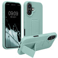 kwmobile Handyhülle für Apple iPhone 16 Hülle - TPU Silikon Case mit Fingerhalter und Stand - Schutzhülle Cover in Mintgrün Mintgrün  