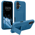 kwmobile Handyhülle für Apple iPhone 16 Hülle - TPU Silikon Case mit Fingerhalter und Stand - Schutzhülle Cover in Karibikblau Karibikblau  