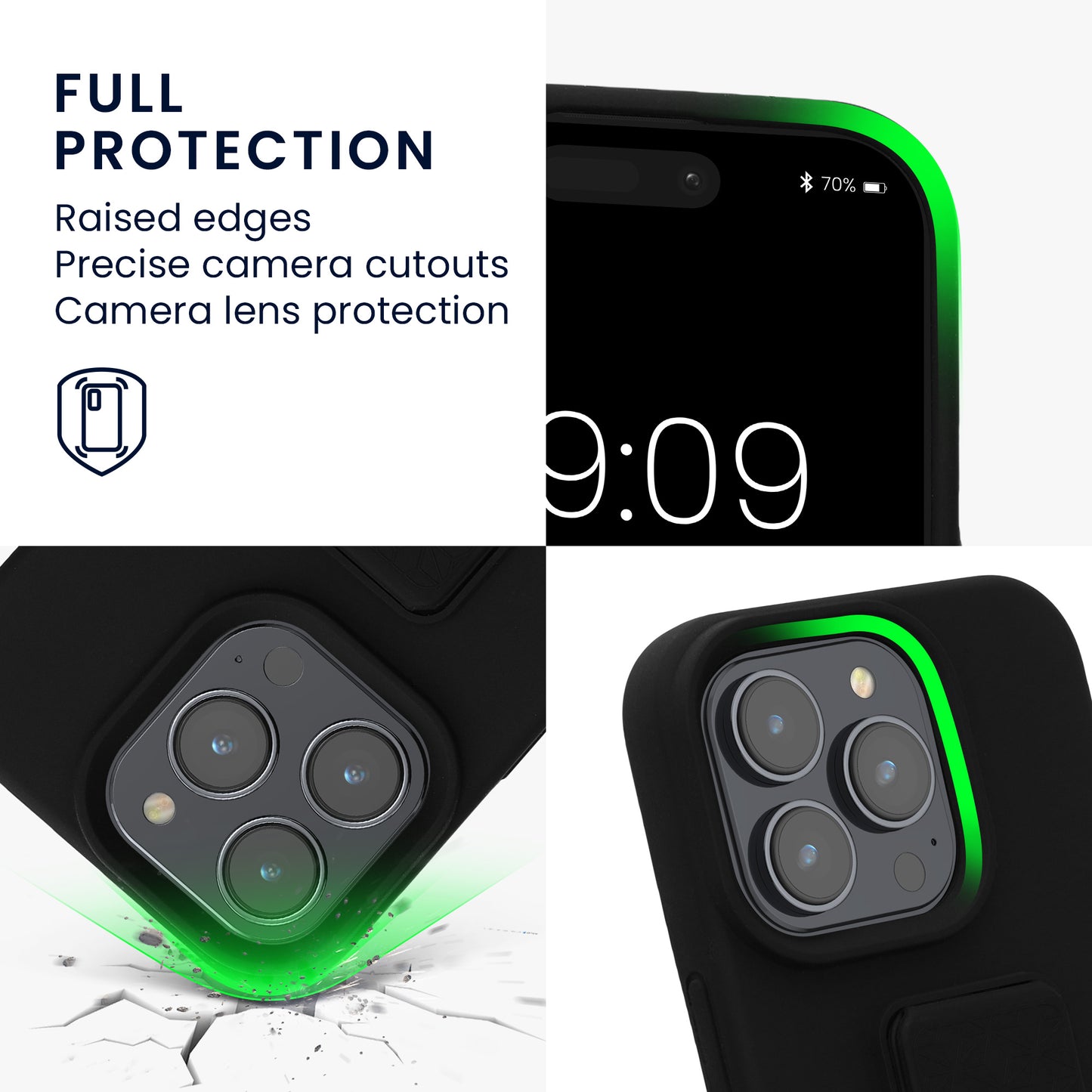 kwmobile Handyhülle für Apple iPhone 16 Pro Hülle - Silikon Case mit Fingerhalter und Stand - Schutzhülle Cover