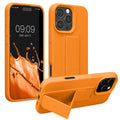 kwmobile Handyhülle für Apple iPhone 16 Pro Hülle - TPU Silikon Case mit Fingerhalter und Stand - Schutzhülle Cover in Fruity Orange Fruity Orange  