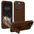 kwmobile Handyhülle für Apple iPhone 16 Pro Hülle - TPU Silikon Case mit Fingerhalter und Stand - Schutzhülle Cover in Chocolate Chocolate  