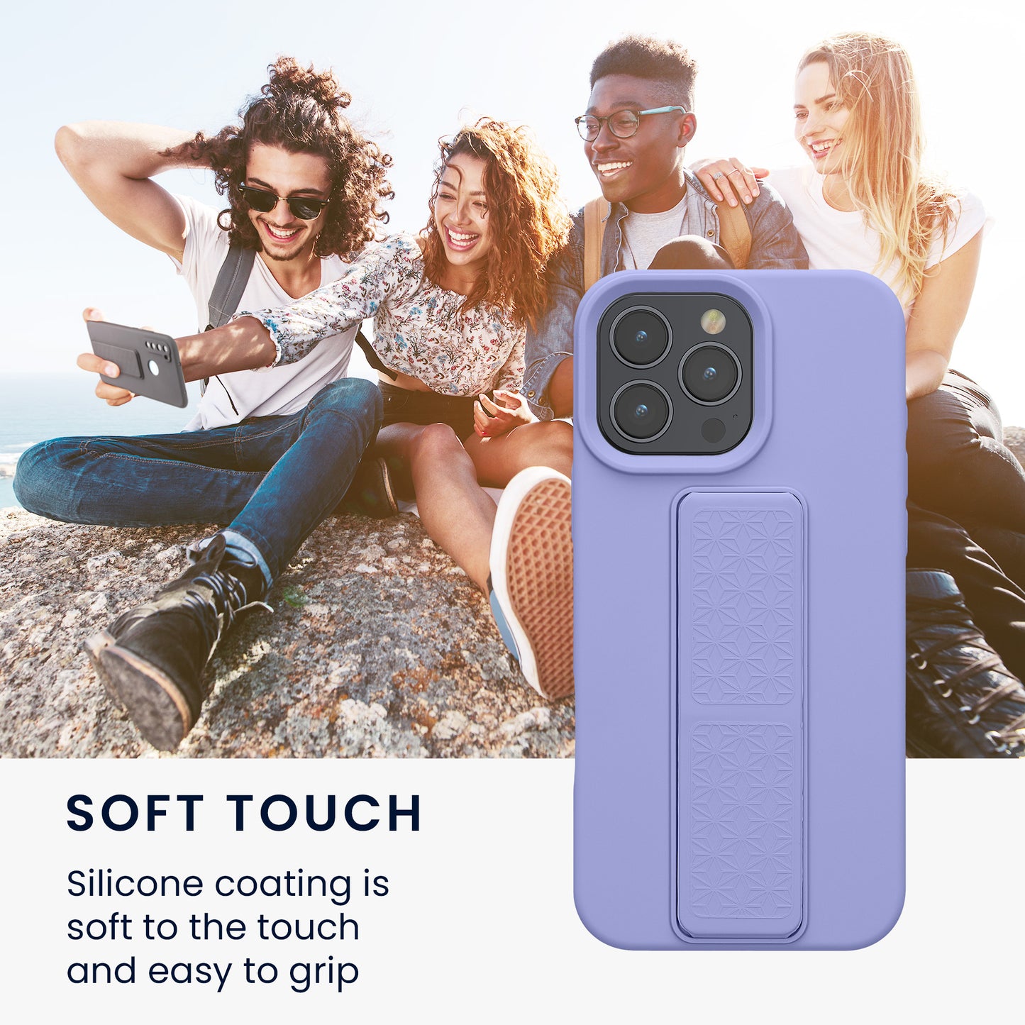 kwmobile Handyhülle für Apple iPhone 16 Pro Max - Schutzhülle Cover mit Fingerhalter und Stand