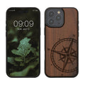 kwmobile Handyhülle für Apple iPhone 16 Pro Max Hülle Holz - Case mit TPU Bumper - Stoßfestes Hardcase - Schutzhülle Cover in Dunkelbraun Dunkelbraun  [dsg01]