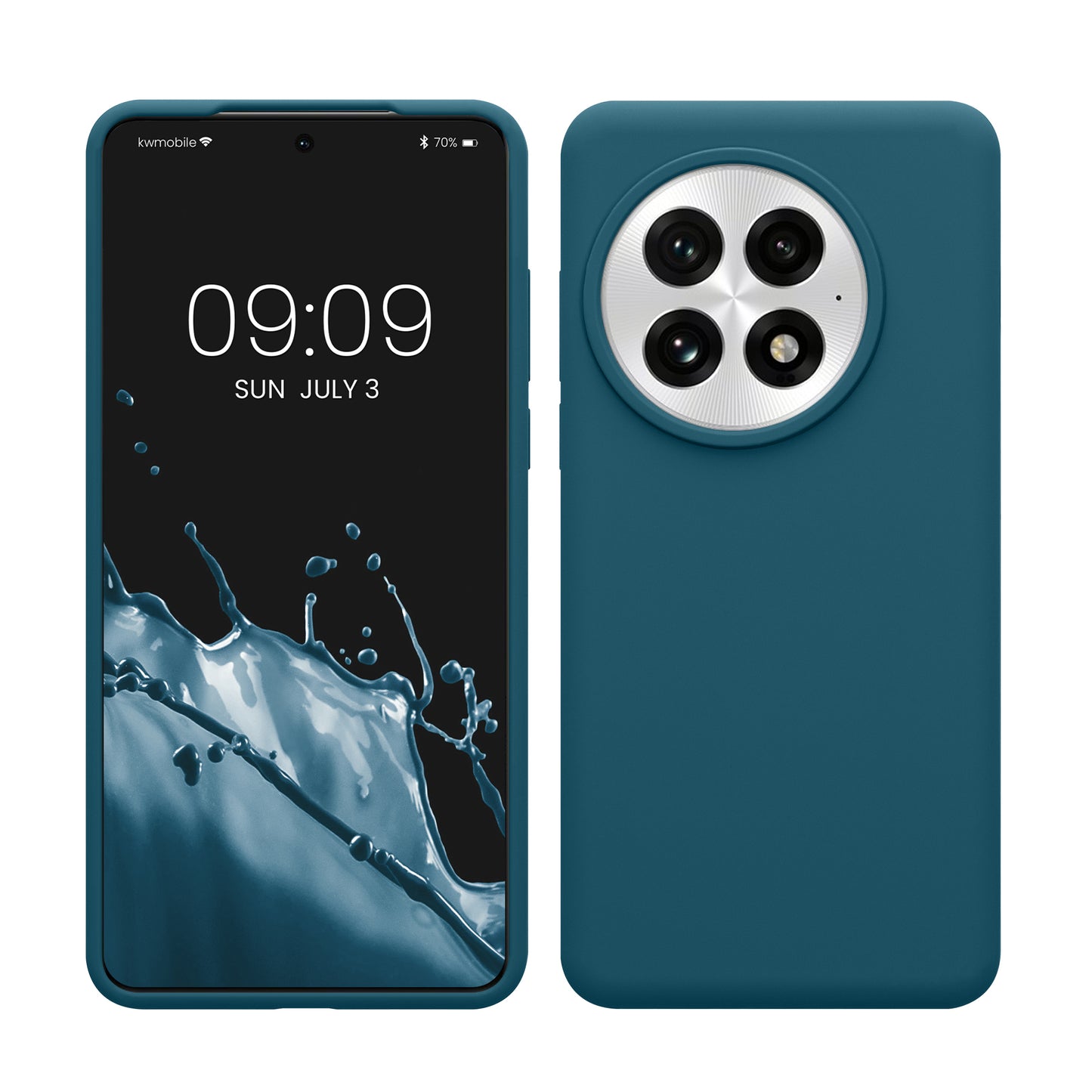 kwmobile Handyhülle für OnePlus 13 Hülle - Case Silikon - Kabelloses Laden - Schutzhülle Cover in Petrol Petrol  
